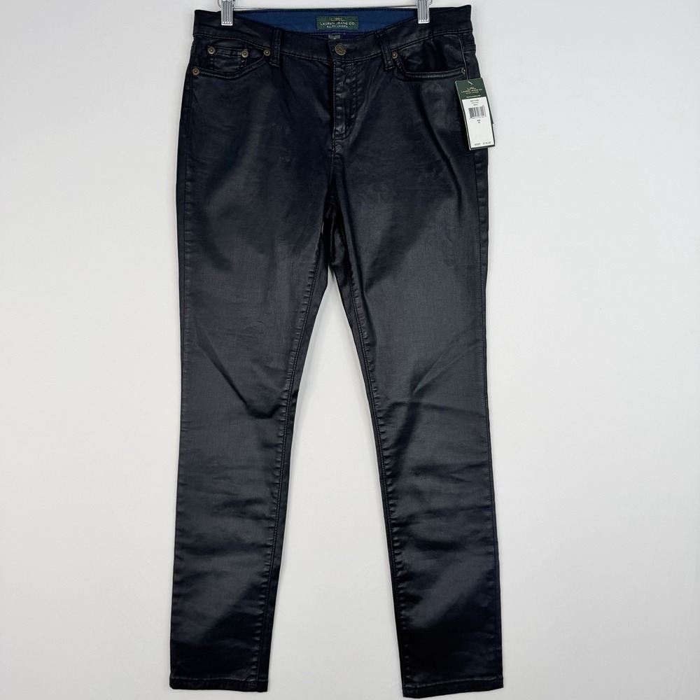 LRL Ralph Lauren Jeans Womens Dark Blue Size 10 Modern Shiney Skinny Stretch NWT